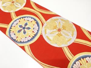 アンティーク　立涌に花丸模様織り出し袋帯（着用可）